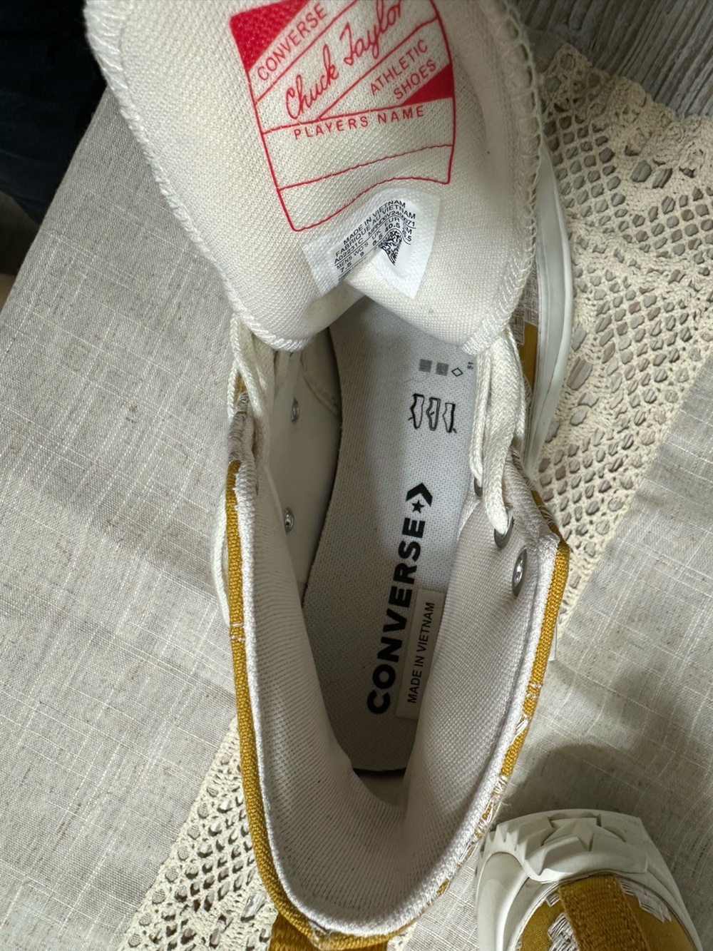 Converse Run Star Hike Festival High Top Platform Sneakers Embroidery Goldtone 9 - Picture 12 of 12